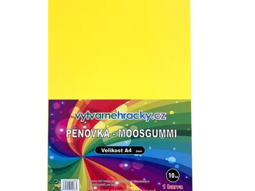 Pěnovka A4, tl. ca 2mm - žlutá, 10ks
