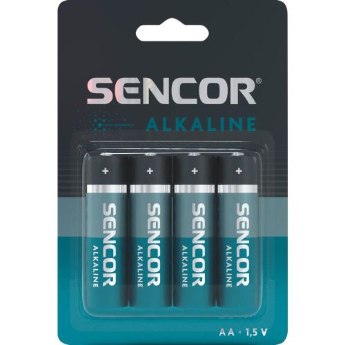 Alkalické tužkové baterie AA Sencor SBA LR6 4BP Alk, 4ks