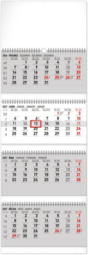 Nástěnný kalendář 2027 Notique 4měsíční skládací standard