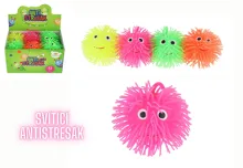 Antistresový mačkací chlupatý míček svítící 8 cm - mix barev