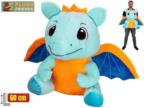 Plyšový drak Plush Friends sedící 60 cm - světle modrý
