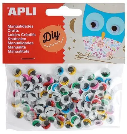 Samolepící pohyblivé oči Creative, 10mm, mix barev, ovál, APLI