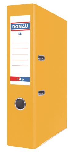 Pákový pořadač DONAU LIFE, A4/75 mm, karton, neonově žlutý