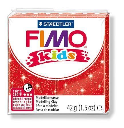 FIMO® kids 8030 modelovací hmota 42g - červená se třpytkami (212)