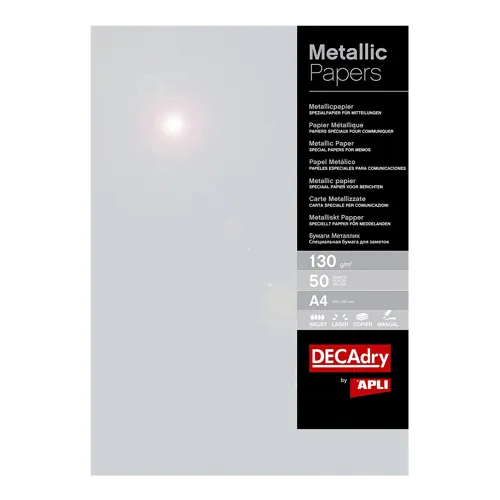 Papír metalický APLI 130g A4, 50 ks - stříbrný