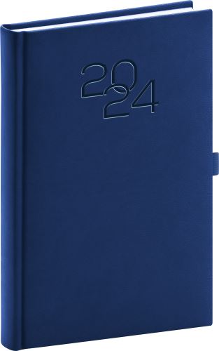 Denní diář A5 Presco Group 2024 - Vivella Classic modrý, 15 × 21 cm