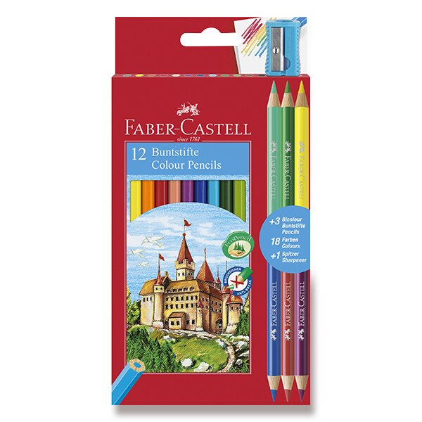 Levně Pastelky šestihranné Faber-Castell - 12 + 6 barev