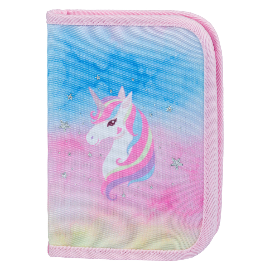 Levně Školní penál jednopatrový BAAGL, 2 chlopně - Rainbow Unicorn