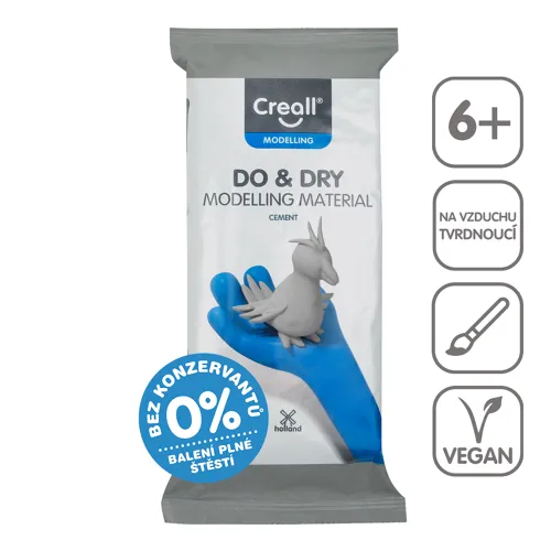 Samotvrdnoucí modelovací hmota Creall DO&DRY, hypoalergenní, 500 g, šedý cement