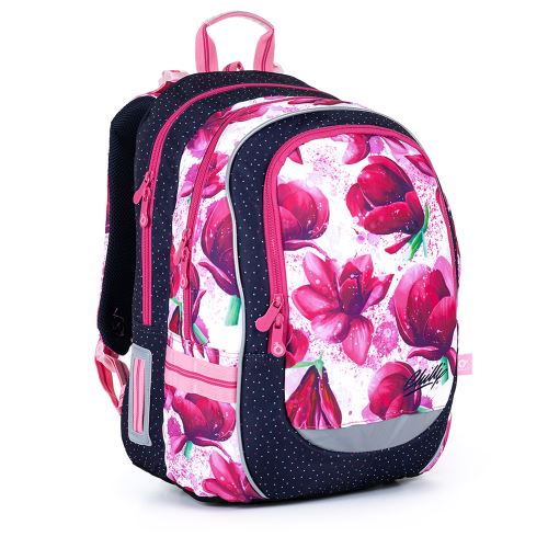 TOPGAL Školní batoh s magnoliemi a barevnými tečkami CODA 21009
