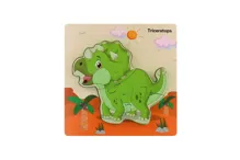 Vkládačka/Puzzle deskové dřevo dinosauři mix druhů v sáčku 16x15cm (6)