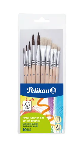 Sada štětců Pelikan 10 ks - pl. 4,6,8,10,12, kul. 4,6,8,10,12