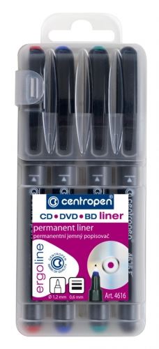 Liner Centropen 4616 na CD, DVD, BD disky, 0,6mm - sada 4ks