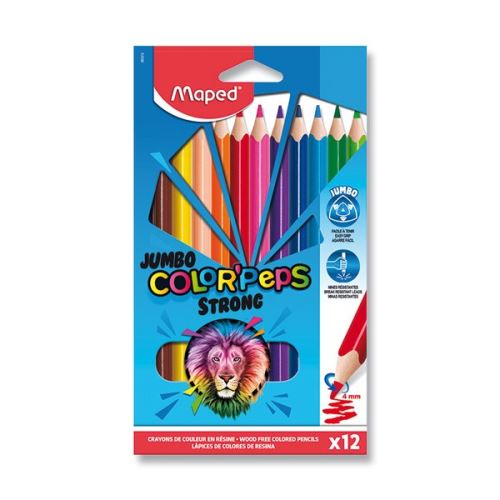 Pastelky trojhranné Maped Color'Peps Strong Jumbo - 12 barev