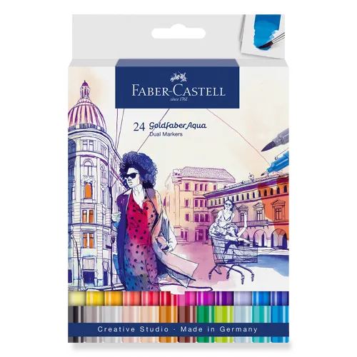 Popisovače Faber-Castell Goldfaber Aqua Dual Marker - sada 24 barev