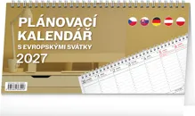 Stolní kalendář 2027 Notique Plánovací s evropskými svátky, 25 x 12,5 cm