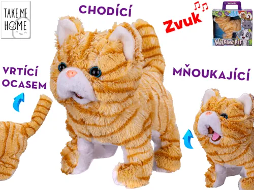 Plyšová kočka Take Me Home 21 cm mňoukající a vrtící ocasem na baterie