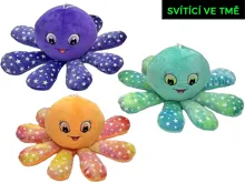 Plyšová chobotnička 10 cm svítící ve tmě - mix barev