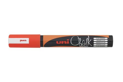 Křídový popisovač UNI Chalk Marker PWE-5M, 1,8-2,5 mm - fluo oranžový