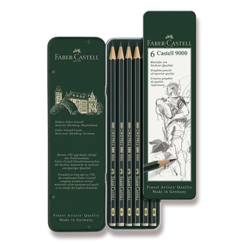 Umělecké grafitové tužky Faber-Castell Castell 9000, sada 6ks