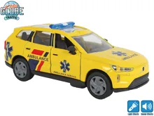 Auto Kids Globe Traffic Volvo EX90 ambulance NL kovové 14 cm na zpětné natažení se světlem a zvukem na baterie