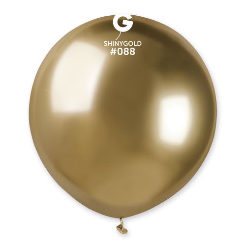 Balónky nafukovací chromové průměr 48cm - SHINY zlatý, 5 ks