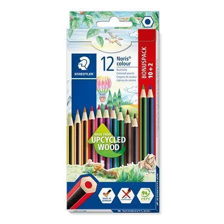 Barevné pastelky STAEDTLER Noris Colour, 10+2 mix barev, šestihranné