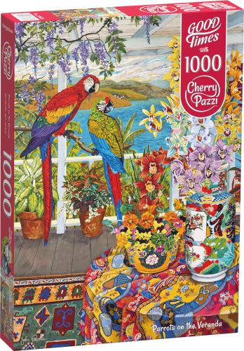 Puzzle Cherry Pazzi 1000 dílků - Papoušci na verandě