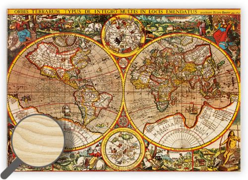 Dřevěný obraz Helma - Antique Maps