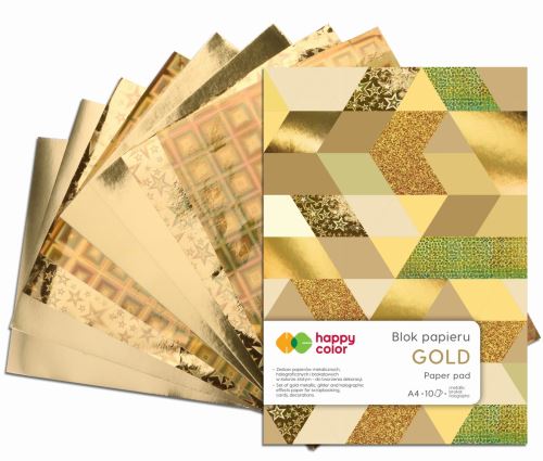 Barevné papíry A4 150-230g zlaté - metalické, holografické, glitrové, 10ls
