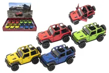 Auto Kinsmart Jeep Wrangler 2018 otevřená střecha 12 cm na zpětné natažení - mix barev