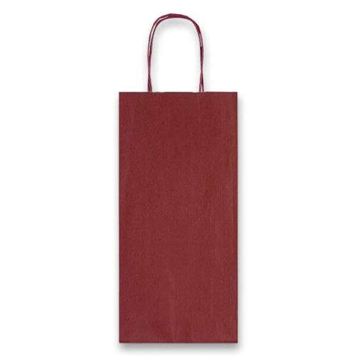 Papírová taška Allegra tmavě červená 14x8,5x39 cm na láhev - kroucené papírové ucho