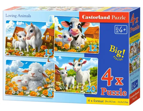 Puzzle Castorland 4v1 (8,12,15,20 dílků) - Milující zvířátka (Loving animals)