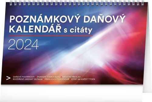 Stolní kalendář Presco Group 2024 - Poznámkový daňový s citáty, 25 × 14,5 cm