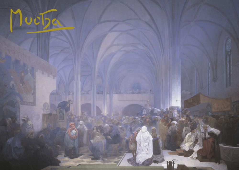 Levně Pohled Alfons Mucha Slovanská epopej – Kázání mistra Jana Husa, krátký