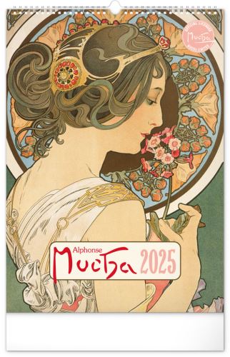Nástěnný kalendář 2025 Presco Group - Alfons Mucha, 33 × 46 cm