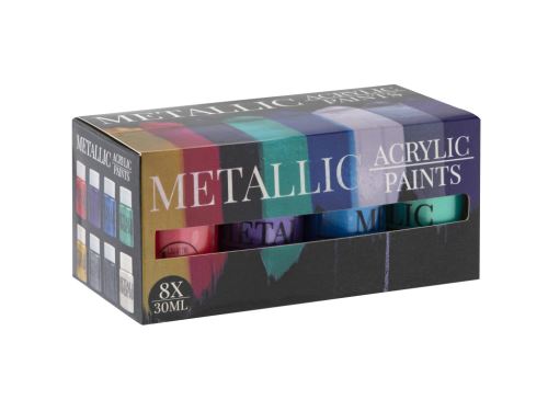 Akrylové barvy Grafix metalické 8x30 ml