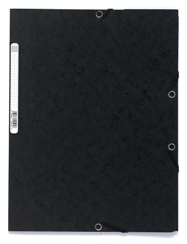 Spisové desky 3klopové s gumičkou Exacompta, A4 maxi, prešpán, 400 g/m2, černá