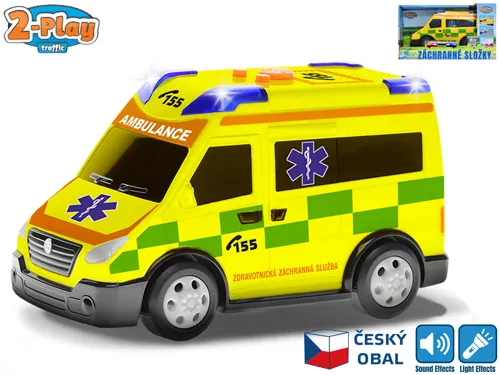 Auto 2-Play Traffic ambulance CZ 13,5 cm na volný chod se světlem a zvukem na baterie