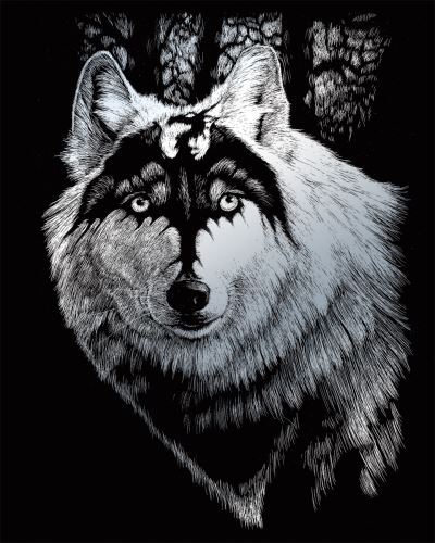 ROYAL and LANGNICKEL vyškrabovací obrázek 20x25 cm, stříbrný - Vlk