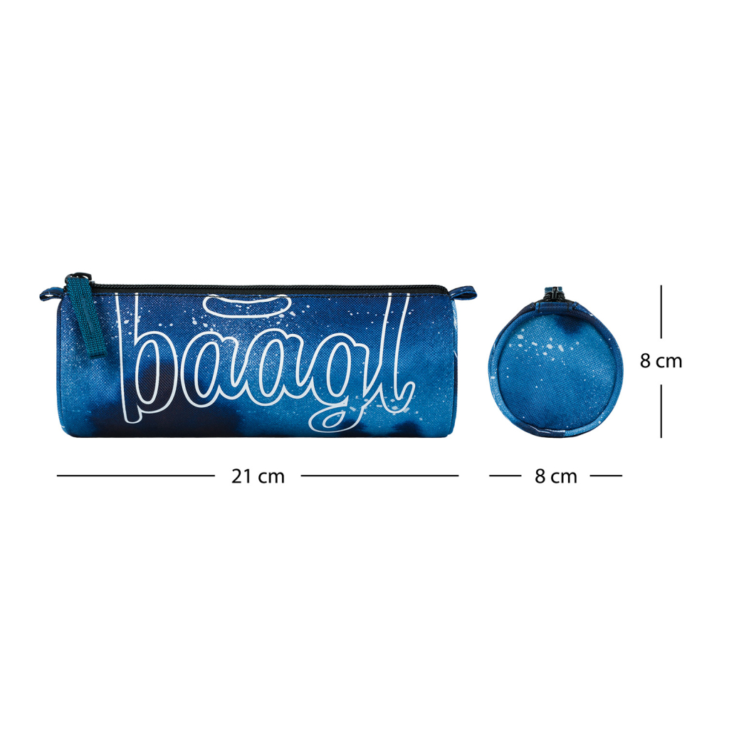 Rozměrový diagram etue Baagl Steel – délka 21 cm, průměr 8 cm
