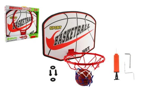 Basketbalový koš s míčem a pumpičkou