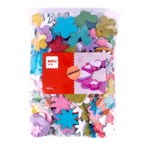 Tvarová pěnovka APLI - Jumbo pack, 450 ks, samolepicí, mix tvarů a barev