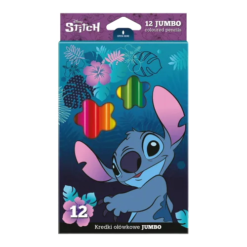 Pastelky trojhranné Colorino JUMBO - Stitch, 12 barev