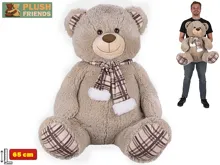 Plyšový medvěd Plush Friends sedící 65 cm se šálou