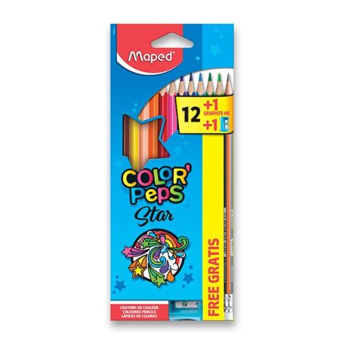 Pastelky Maped Color´Peps - 12 barev + ořezávátko a grafitová tužka