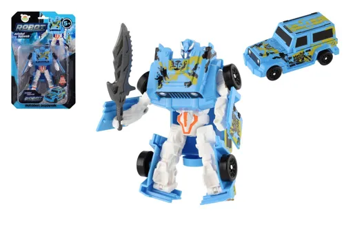 Transformer auto a robot 14 cm - modrý