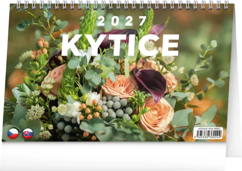 Stolní kalendář 2027 Notique Kytice CZ/SK, 23,1 x 14,5 cm