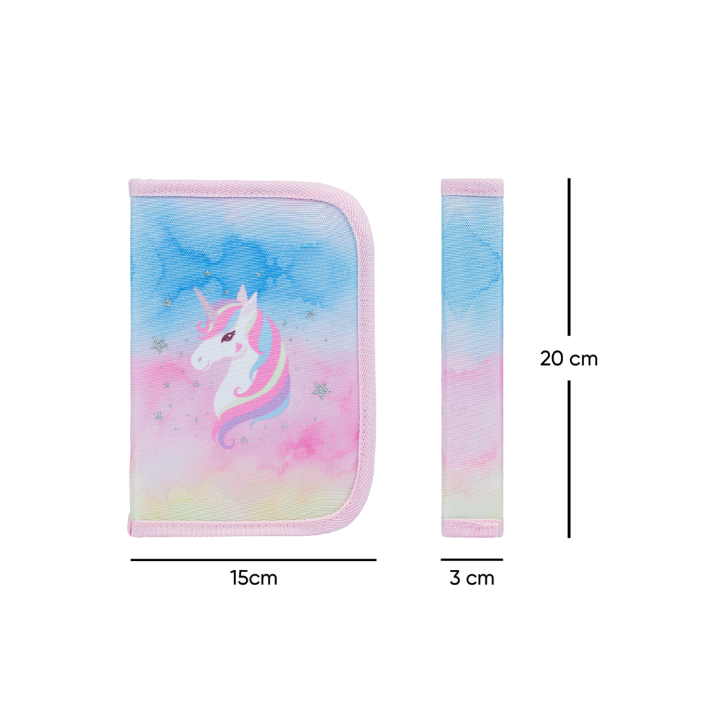 Rozměry penálu Baagl Rainbow Unicorn: 20 × 15 × 3 cm