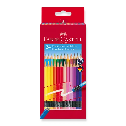 Pastelky Faber-Castell s barevnou pryží, 24 barev